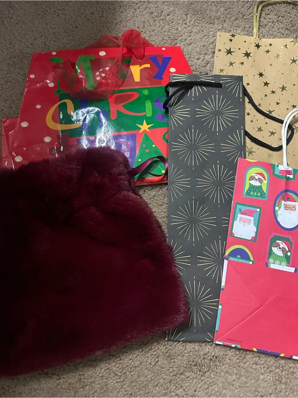 Assorted Holiday Gift Bags – Red, Blue, Green, Gold, Black